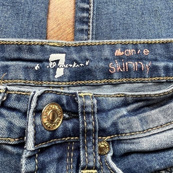 7 For All Mankind Girls Ankle Skinny Jeans Size 10 Blue Medium Wash Denim Kids - Picture 4 of 11